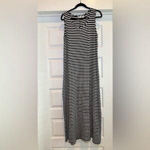 Black & White Striped Maxi Dress - Sleeveless